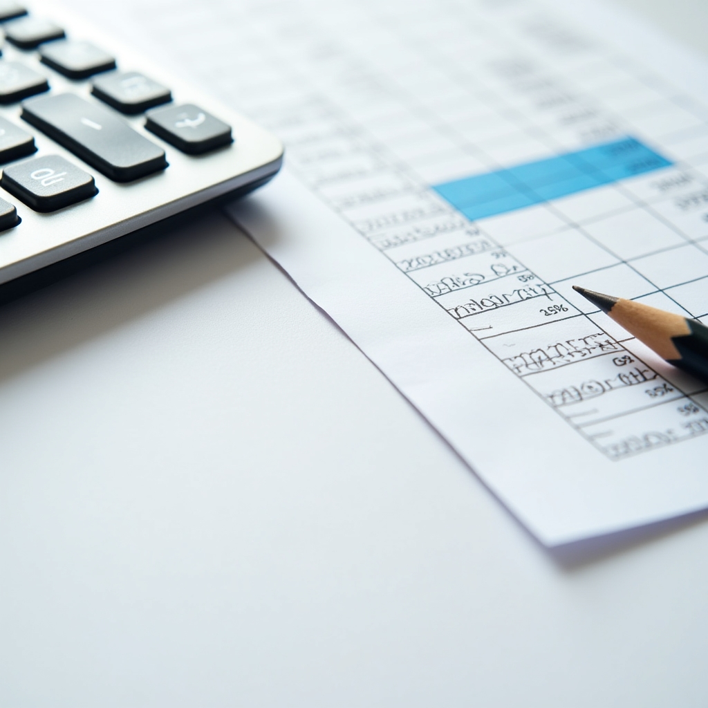 Calculator și documente fiscale pe birou curat